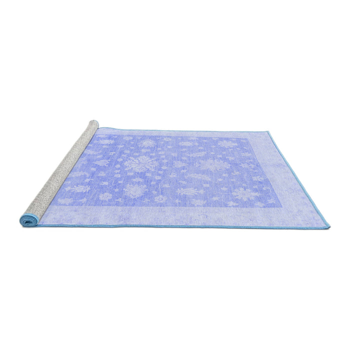 Sideview of Machine Washable Oriental Blue Traditional Rug, wshabs3493blu