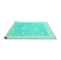 Sideview of Machine Washable Oriental Turquoise Traditional Area Rugs, wshabs3493turq