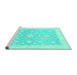 Sideview of Machine Washable Oriental Turquoise Traditional Area Rugs, wshabs3493turq