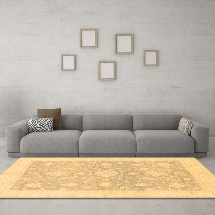 Machine Washable Oriental Brown Traditional Rug in a Living Room,, wshabs3493brn