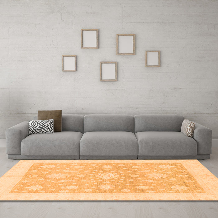 Machine Washable Oriental Orange Traditional Area Rugs in a Living Room, wshabs3493org