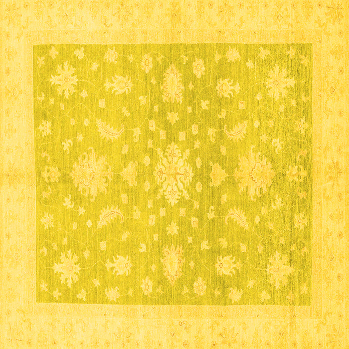 Square Oriental Yellow Traditional Rug, abs3493yw