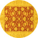 Round Abstract Yellow Modern Rug, abs3494yw