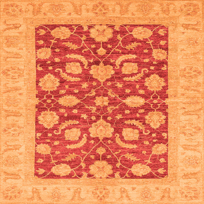 Square Machine Washable Abstract Orange Modern Area Rugs, wshabs3494org