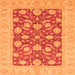 Square Machine Washable Abstract Orange Modern Area Rugs, wshabs3494org