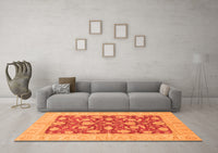 Machine Washable Abstract Orange Modern Rug, wshabs3494org