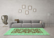 Machine Washable Abstract Turquoise Modern Area Rugs in a Living Room,, wshabs3494turq