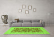 Machine Washable Abstract Green Modern Area Rugs in a Living Room,, wshabs3494grn