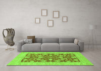 Machine Washable Abstract Green Modern Rug, wshabs3494grn