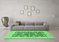 Machine Washable Abstract Emerald Green Modern Rug, wshabs3494emgrn