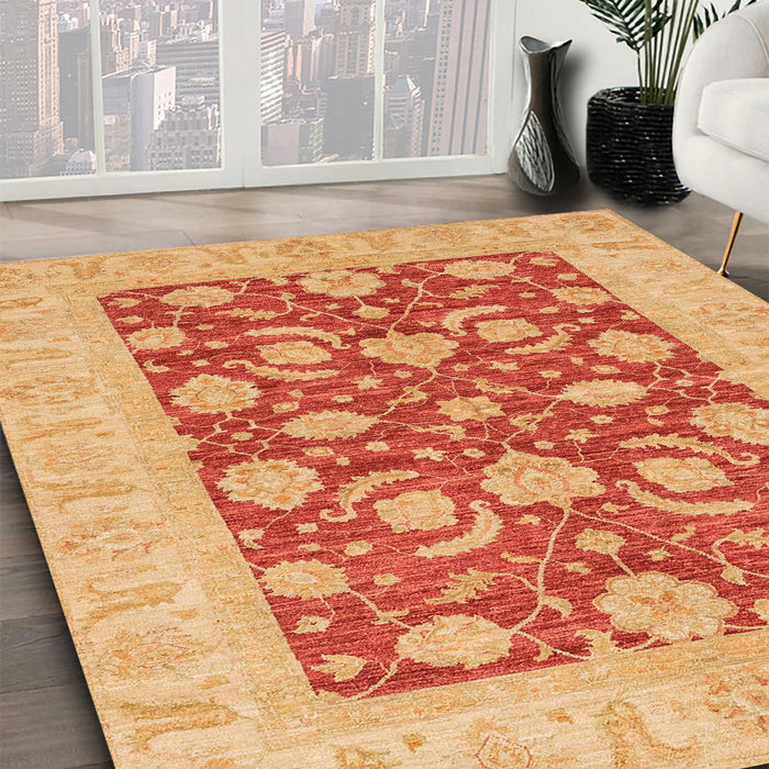 Abstract Orange Modern Rug in Family Room, abs3494
