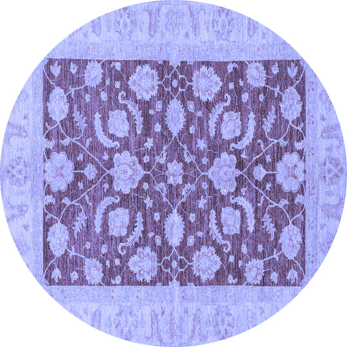 Round Abstract Blue Modern Rug, abs3494blu