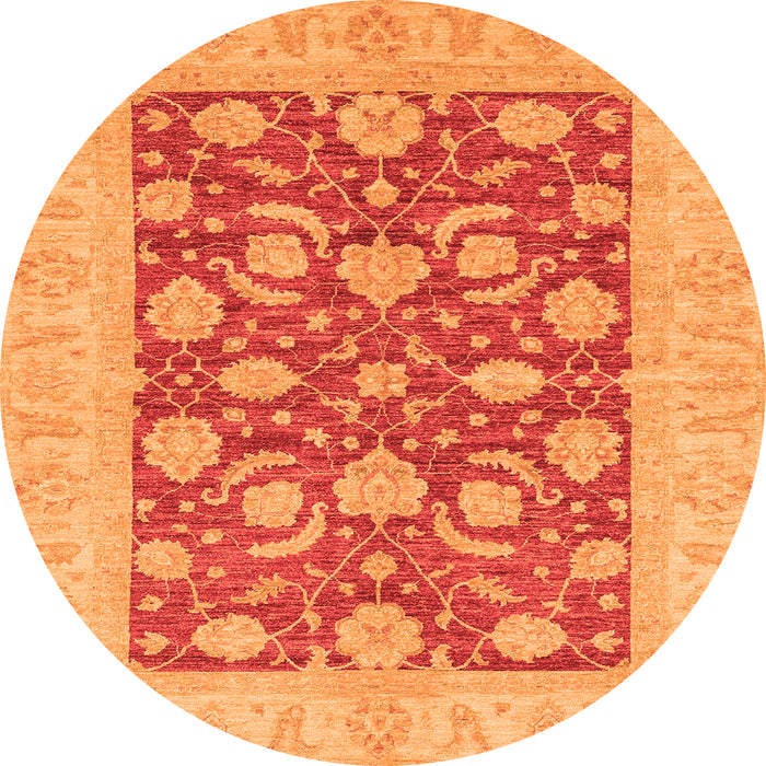 Round Abstract Orange Modern Rug, abs3494org
