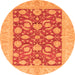 Round Abstract Orange Modern Rug, abs3494org