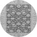 Round Abstract Gray Modern Rug, abs3494gry