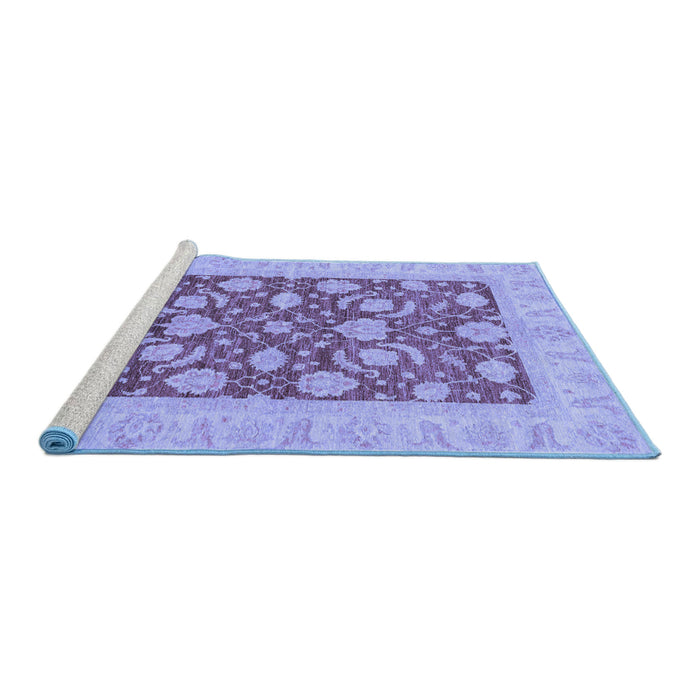 Sideview of Machine Washable Abstract Blue Modern Rug, wshabs3494blu