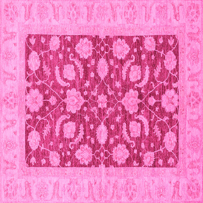 Square Machine Washable Abstract Pink Modern Rug, wshabs3494pnk