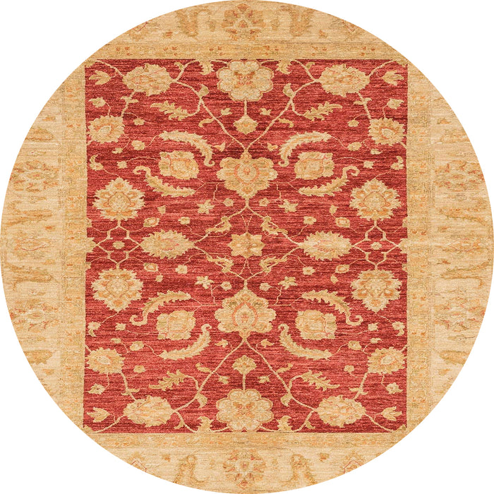 Round Machine Washable Abstract Orange Rug, wshabs3494