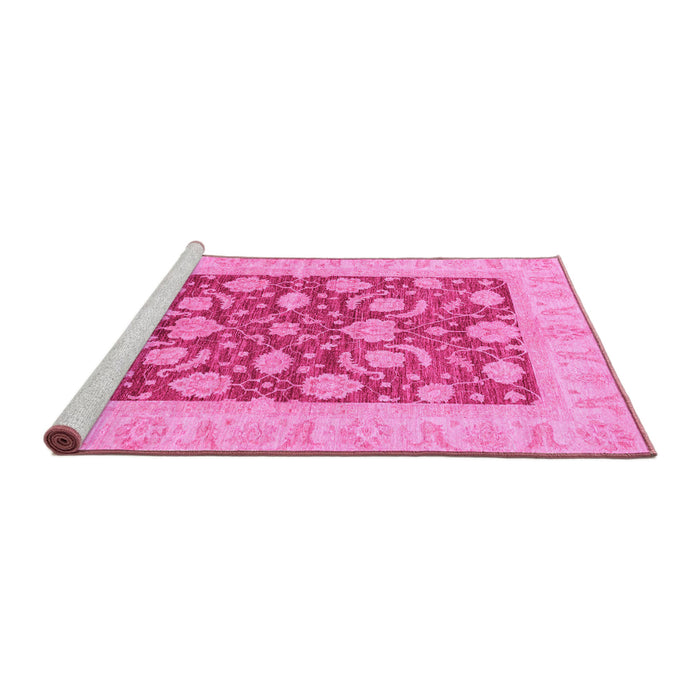Sideview of Machine Washable Abstract Pink Modern Rug, wshabs3494pnk