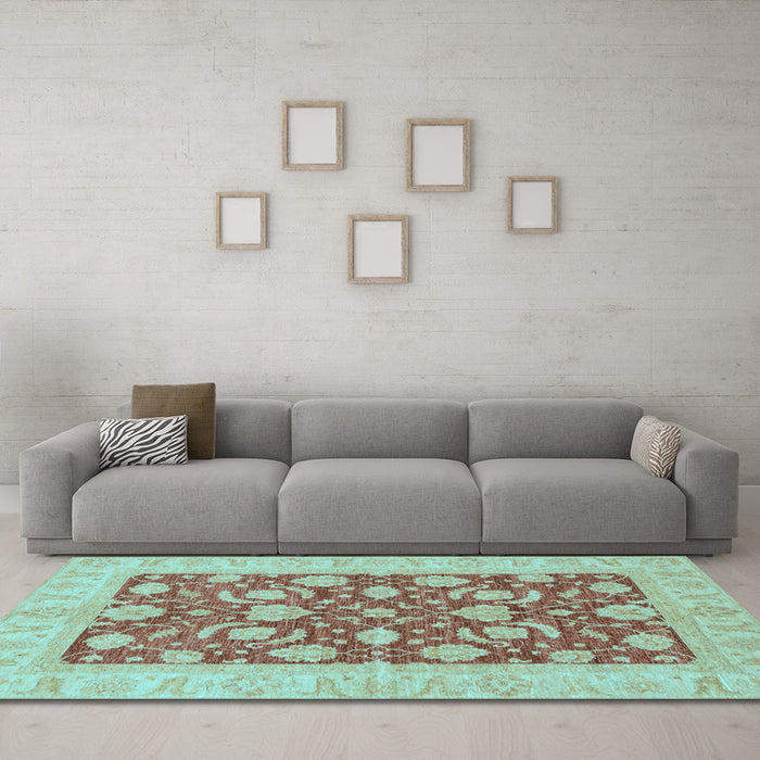 Machine Washable Abstract Light Blue Modern Rug in a Living Room, wshabs3494lblu