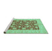 Sideview of Machine Washable Abstract Turquoise Modern Area Rugs, wshabs3494turq