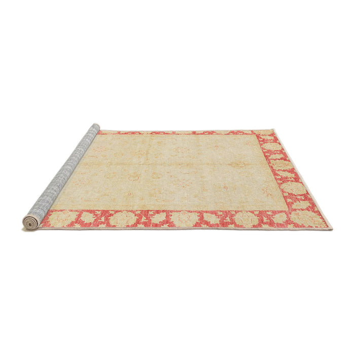 Sideview of Machine Washable Abstract Khaki Gold Rug, wshabs3495