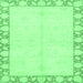 Square Abstract Emerald Green Modern Rug, abs3495emgrn