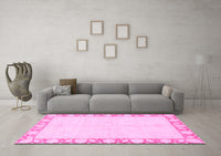 Machine Washable Abstract Pink Modern Rug, wshabs3495pnk