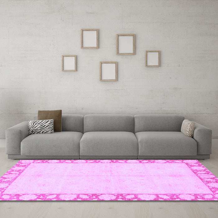 Machine Washable Abstract Purple Modern Area Rugs in a Living Room, wshabs3495pur