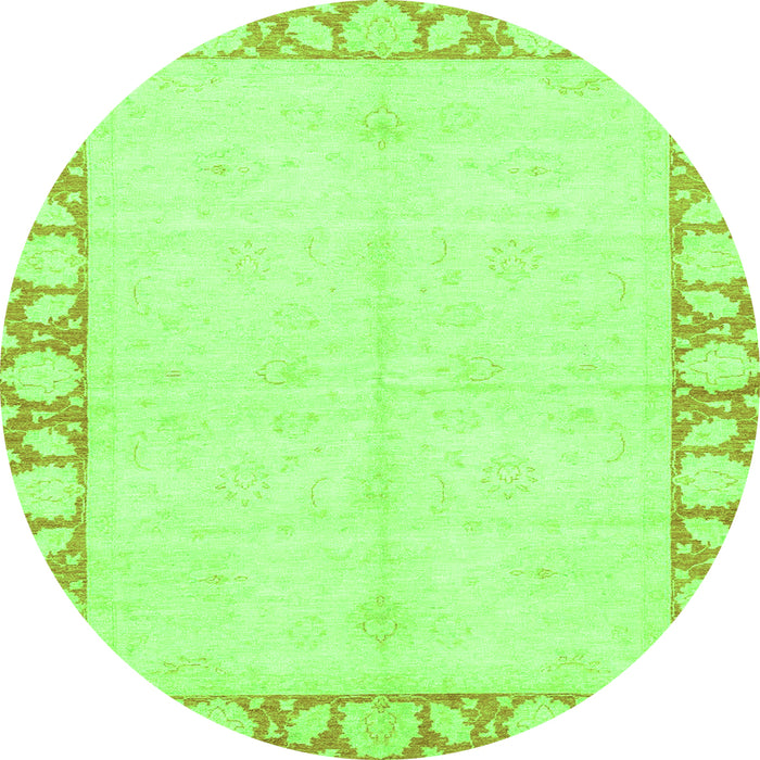 Round Machine Washable Abstract Green Modern Area Rugs, wshabs3495grn