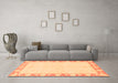 Machine Washable Abstract Orange Modern Area Rugs in a Living Room, wshabs3495org