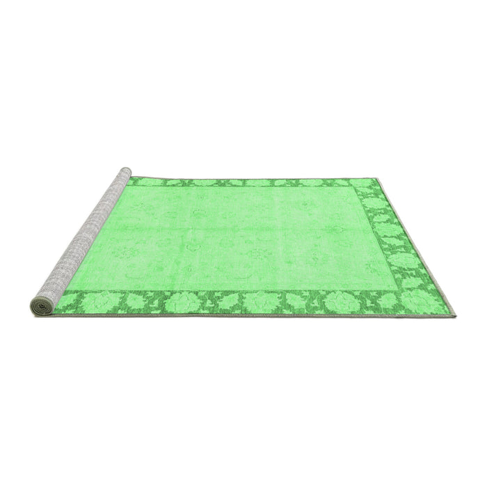 Sideview of Machine Washable Abstract Emerald Green Modern Area Rugs, wshabs3495emgrn