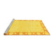 Sideview of Machine Washable Abstract Yellow Modern Rug, wshabs3495yw