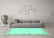 Machine Washable Abstract Turquoise Modern Area Rugs in a Living Room,, wshabs3495turq