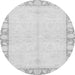 Round Abstract Gray Modern Rug, abs3495gry