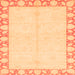 Square Machine Washable Abstract Orange Modern Area Rugs, wshabs3495org