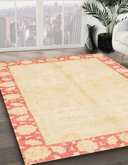 Machine Washable Abstract Khaki Gold Rug in a Family Room, wshabs3495