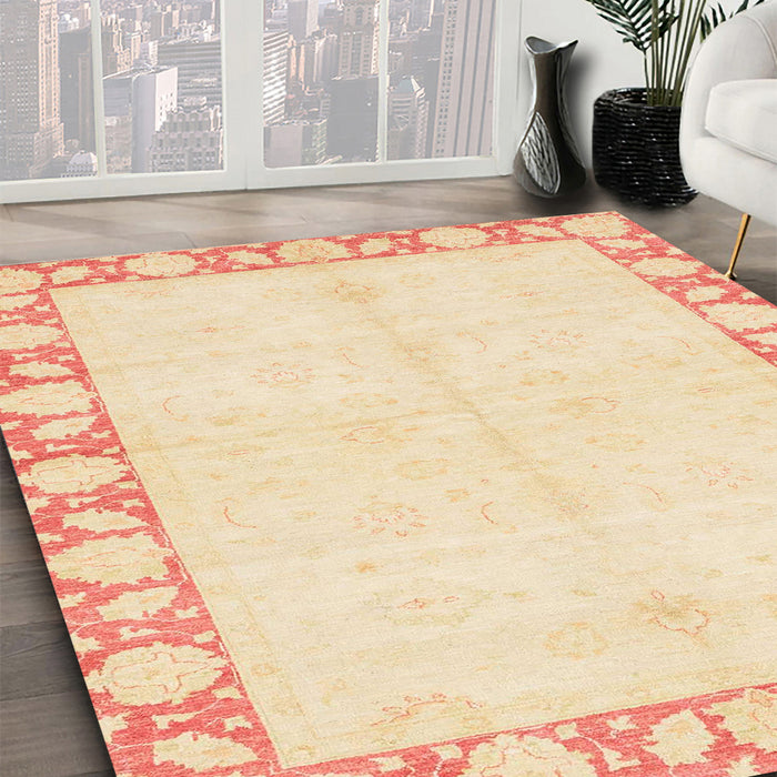 Machine Washable Abstract Khaki Gold Rug in a Family Room, wshabs3495
