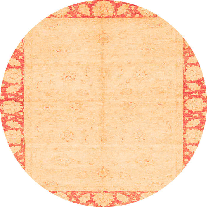Round Machine Washable Abstract Orange Modern Area Rugs, wshabs3495org