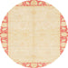 Round Abstract Khaki Gold Modern Rug, abs3495