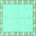 Square Abstract Turquoise Modern Rug, abs3495turq