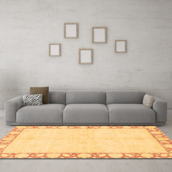 Machine Washable Abstract Brown Modern Rug in a Living Room,, wshabs3495brn