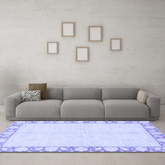 Machine Washable Abstract Blue Modern Rug in a Living Room, wshabs3495blu