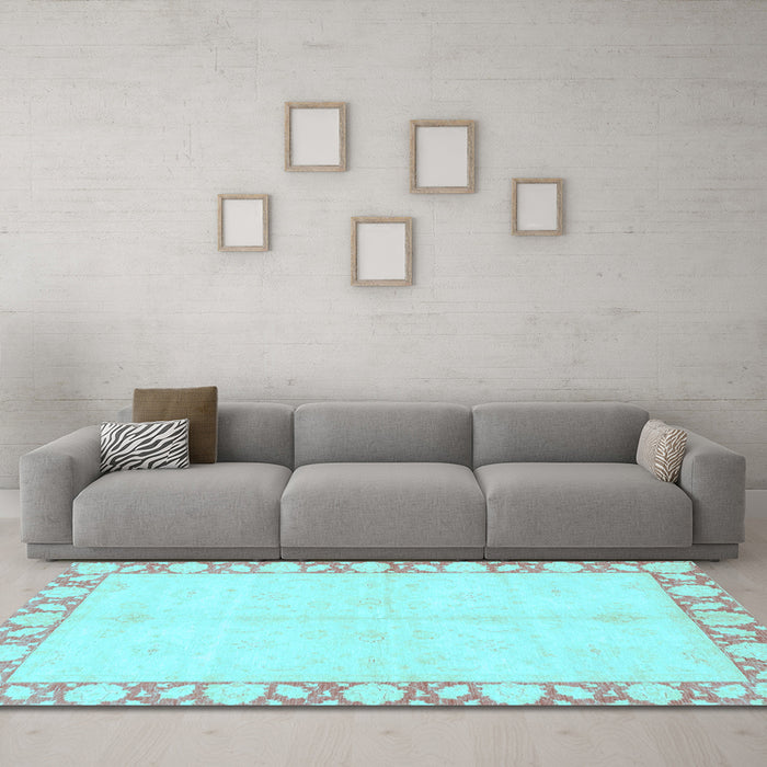 Machine Washable Abstract Light Blue Modern Rug in a Living Room, wshabs3495lblu