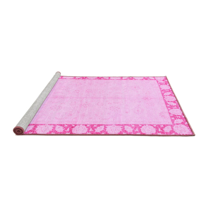 Sideview of Machine Washable Abstract Pink Modern Rug, wshabs3495pnk