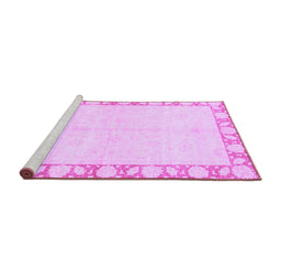 Sideview of Machine Washable Abstract Purple Modern Area Rugs, wshabs3495pur
