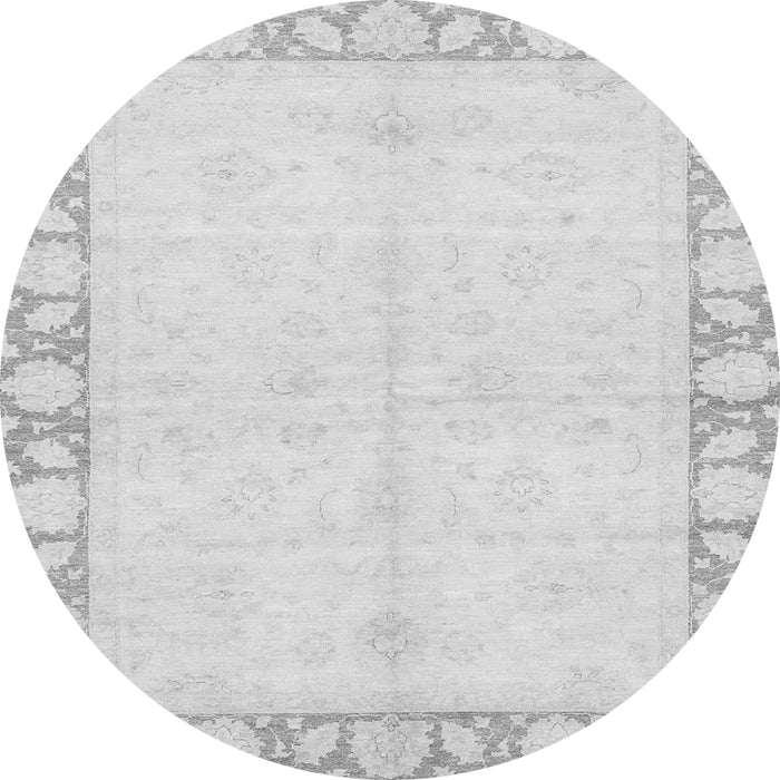 Round Machine Washable Abstract Gray Modern Rug, wshabs3495gry