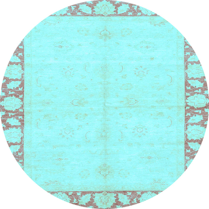 Round Abstract Light Blue Modern Rug, abs3495lblu