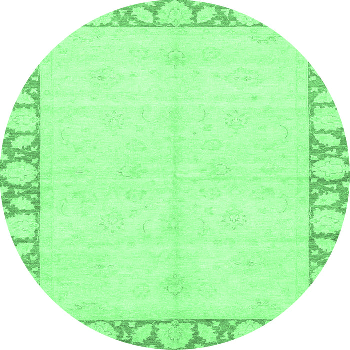 Round Abstract Emerald Green Modern Rug, abs3495emgrn
