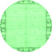 Round Abstract Emerald Green Modern Rug, abs3495emgrn